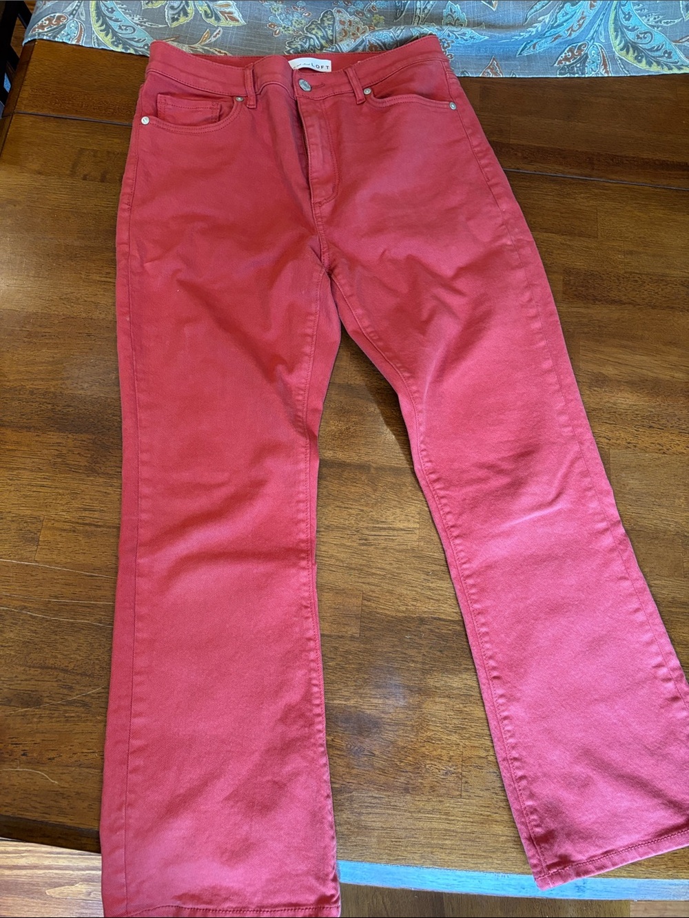 LOFT Bright Coral The Kick Crop Jeans